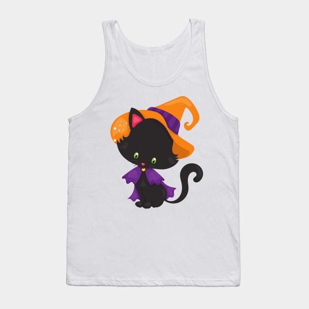 Halloween Cat, Cute Cat, Black Cat, Witch Hat Tank Top by Jelena Dunčević